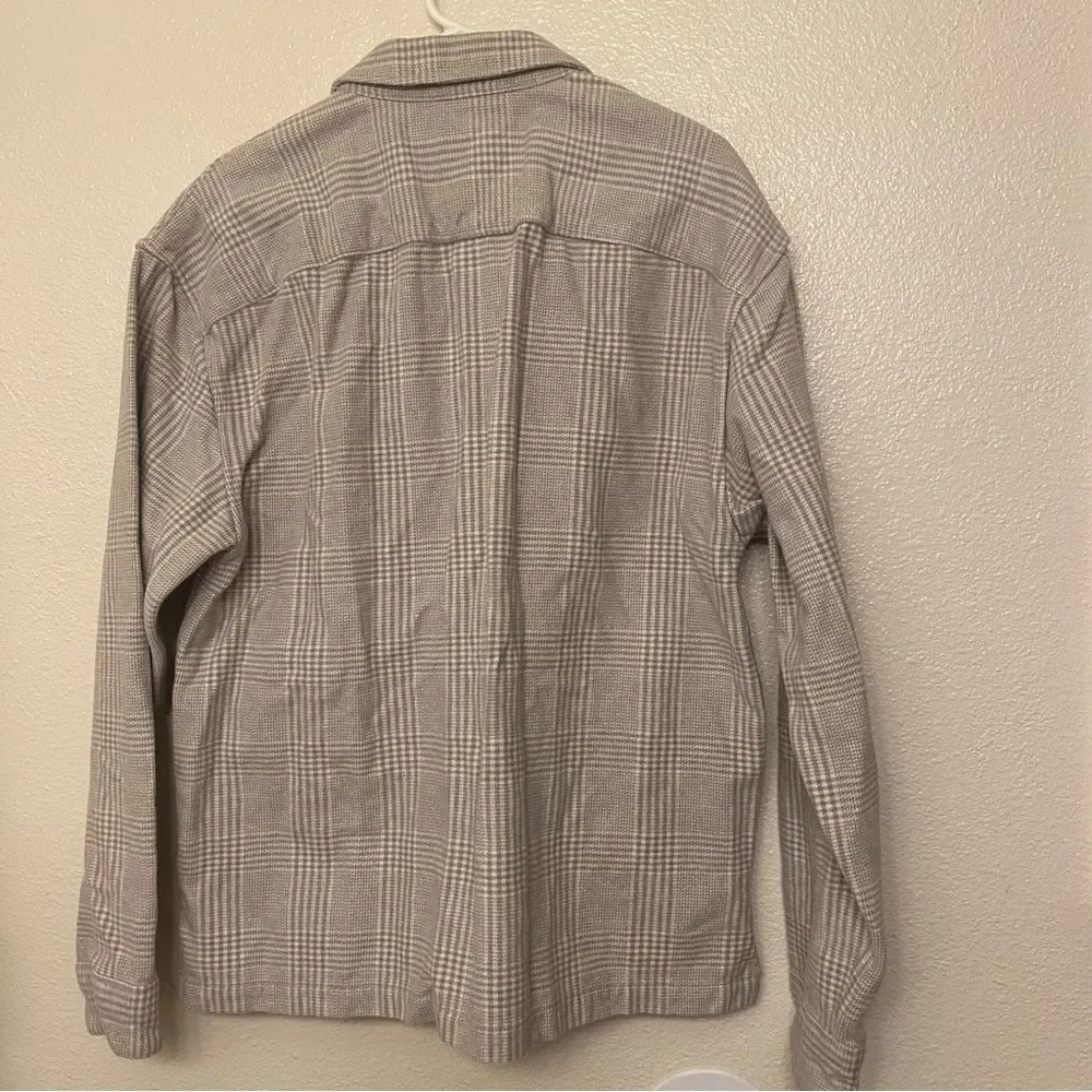 Abercrombie & fitch soft AF plaid full zip jacket gray plaid cotton relaxed L